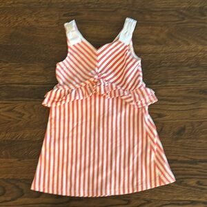 Janie & Jack Orange and White Striped Dress with ribbon straps, size 3